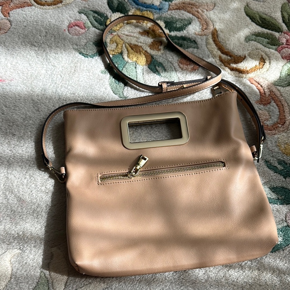 INC International Concepts Tan Clutch Sleek Minimalist Design